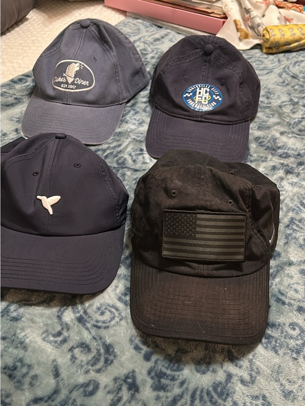 Black Nike Baseball Cap with Flag Patch, Bird dog hat, Duke Diner, Hawaii, HCFC